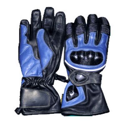 Motorbike Leather Gloves Blue combination