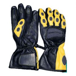 Motorbike Leather Gloves With Yellow combination