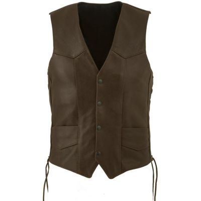 mens  brown  Leather Vests