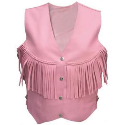 (Ladies) pink  Leather Vests