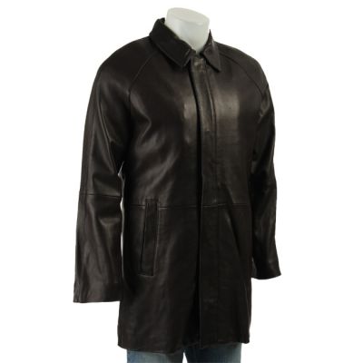 good quality Leather  black   Long Coats mens