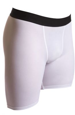 WHITE WITH BLACK STRIPE  COMPRESSION  SHORTS