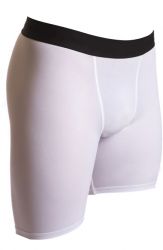 WHITE WITH BLACK STRIPE  COMPRESSION  SHORTS