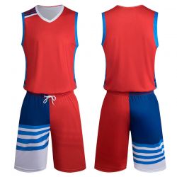 RED BLUE AND WHITE Basketball Uniform