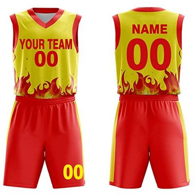 red & yellow Basketball Uniform