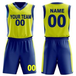 dark blue & yellow Basketball Uniform