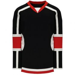 BLACK WITH RED & WHITE STRIPES Ice Hockey Jersey