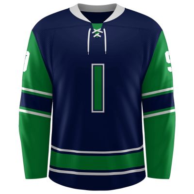 BLUE WITH DARK GREEN COLOR Ice Hockey Jersey